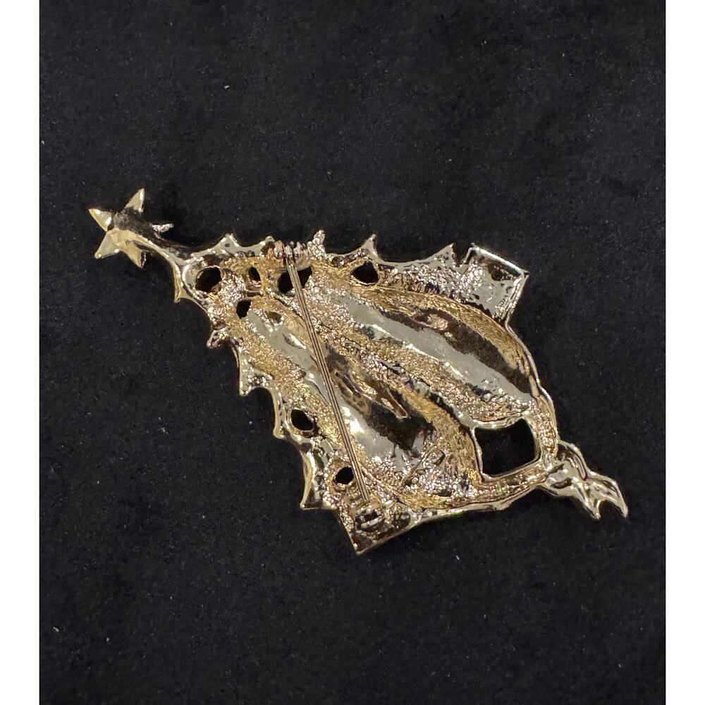 Vintage Three Cat Gold Tone Christmas Tree Brooch Holiday Pin 1.5″x3″ CP113 - Picture 3 of 3